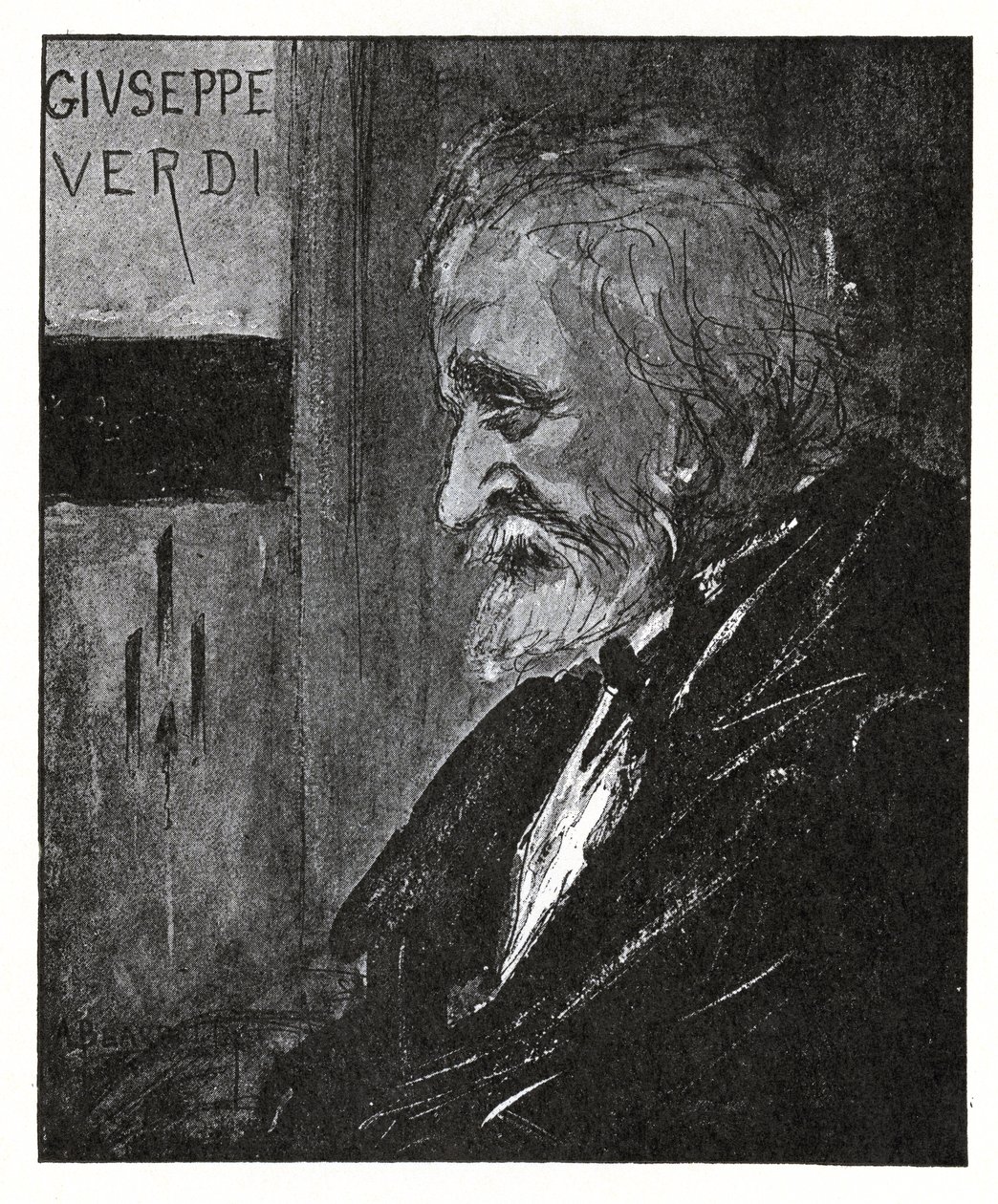Giuseppe Verdi, 1893 (muste ja pesu) tekijältä Aubrey Beardsley