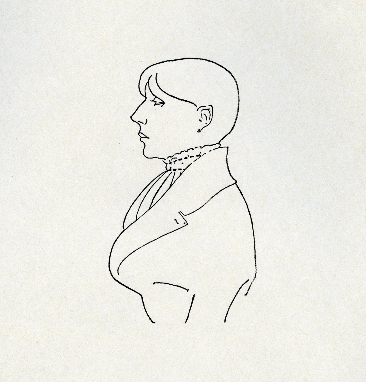 Taiteilijan muotokuva ääriviivat (kynä ja muste) tekijältä Aubrey Beardsley