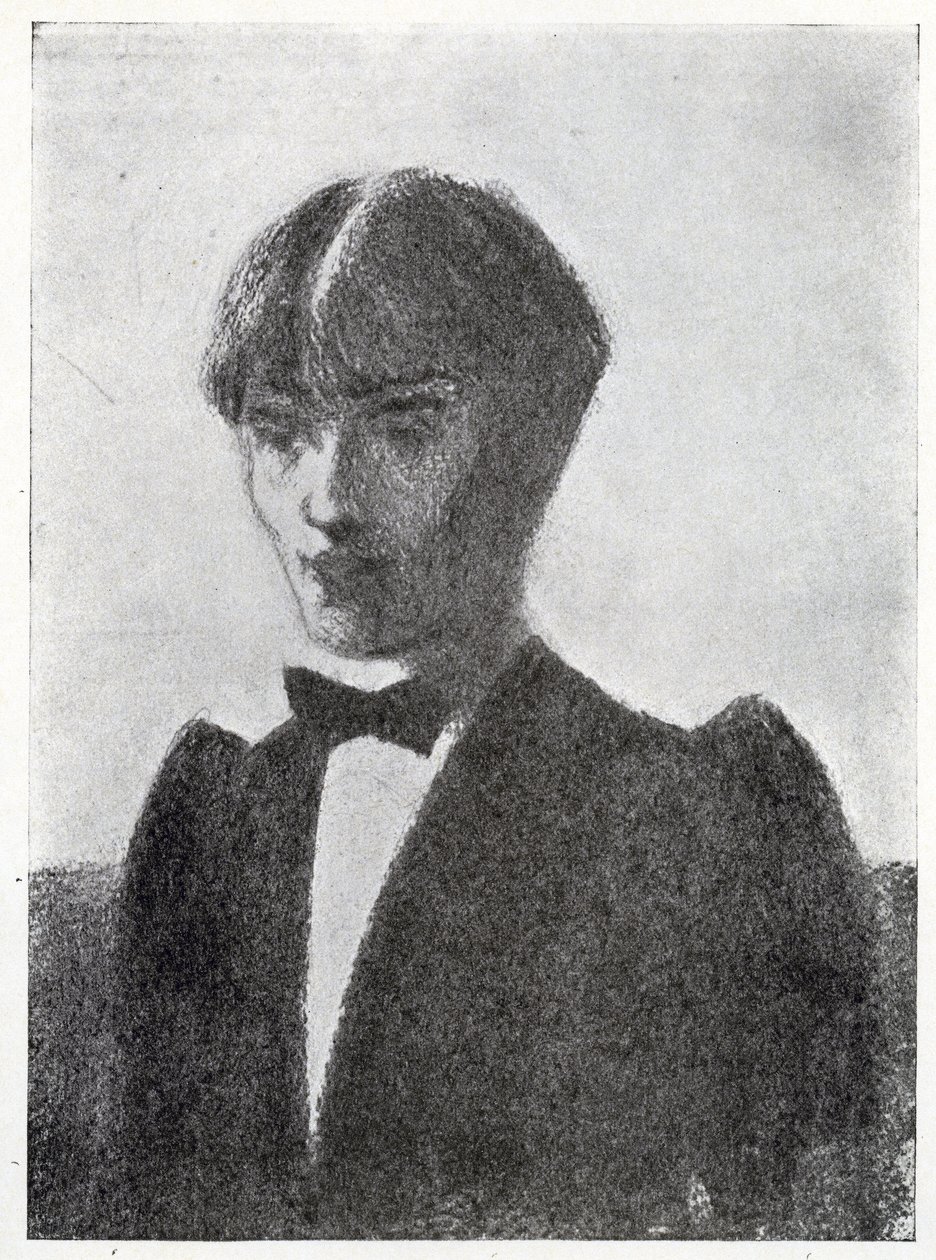 Luonnos taiteilijan muotokuva (hiili) tekijältä Aubrey Beardsley