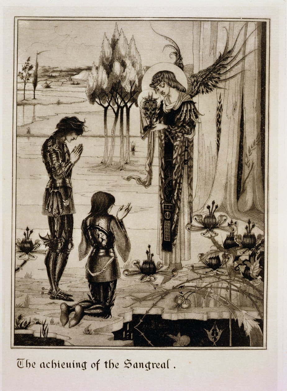 Sangrealin saavuttaminen Sir Thomas Maloryn (d.1471) teoksesta Le Morte d
