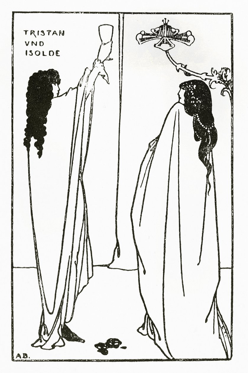 Tristanin ja Isolden toisto, kuvitus teoksesta "The Savoy", 1896 tekijältä Aubrey Beardsley