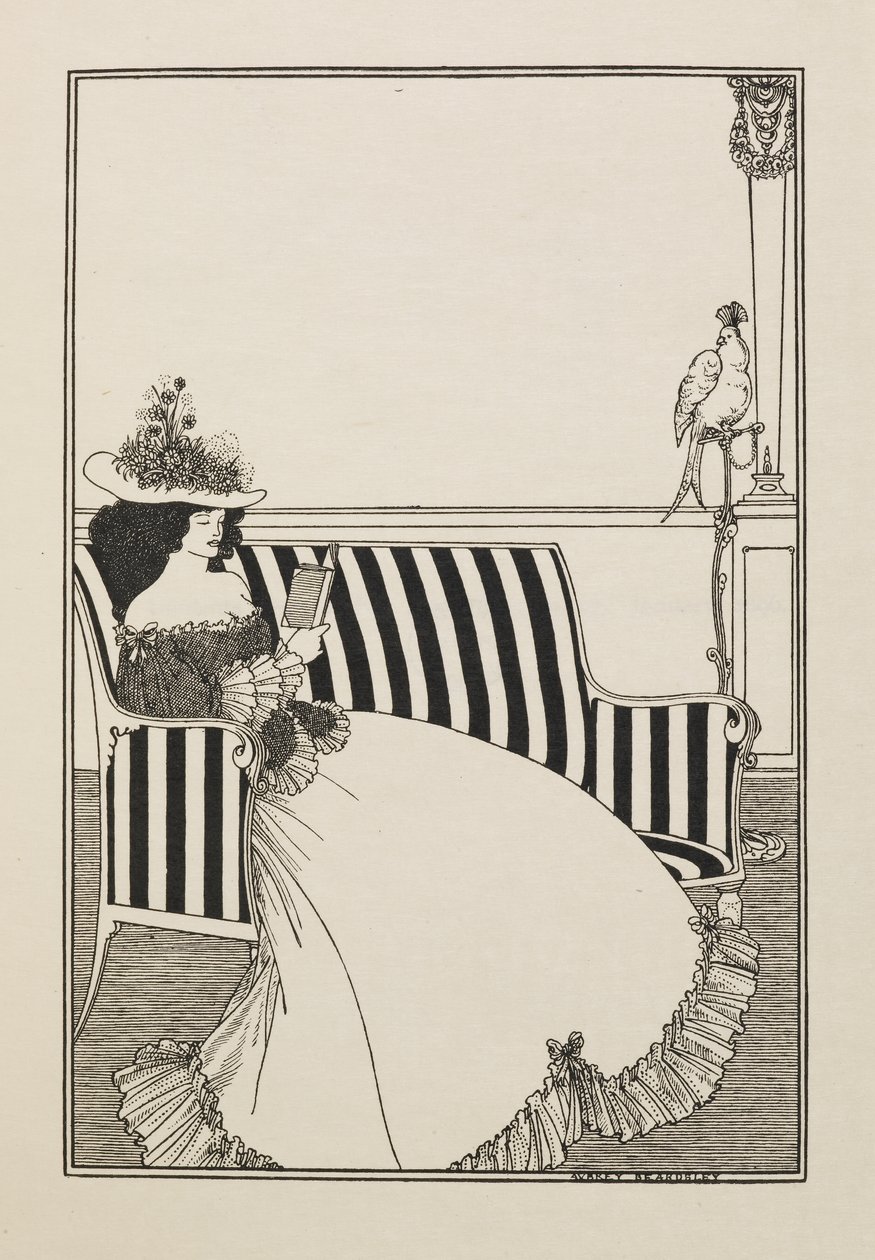 Katalogin kansi viidenkymmenen piirustuksen toisesta kirjasta tekijältä Aubrey Beardsley