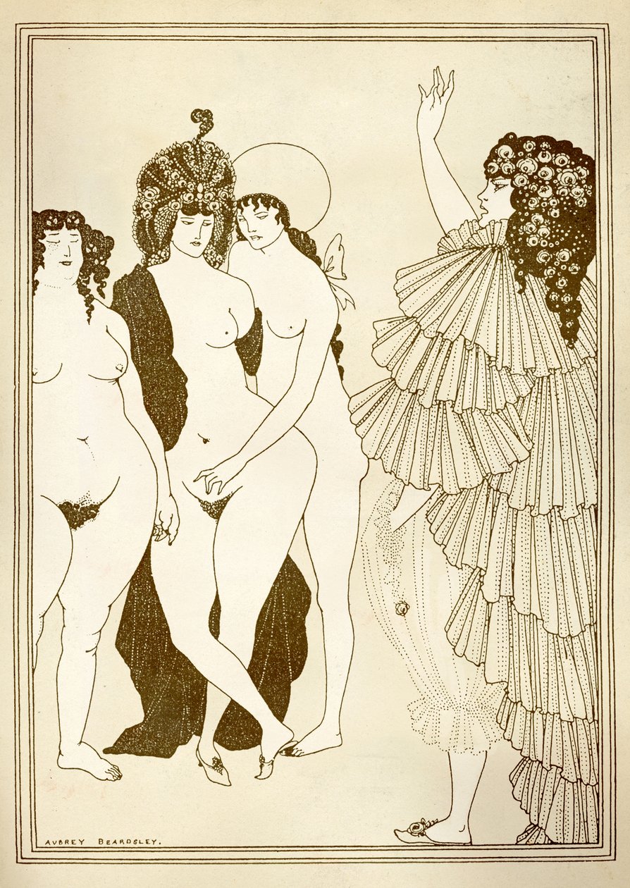 Aubrey BEARDSLEY (1872-1898) kuvitus Aristophanesin teokseen "Lysistrata" (411 eKr.) tekijältä Aubrey Beardsley