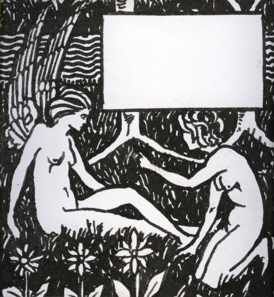 Lukuotsikko Le Morte dArthurille, 1893 (kynä ja musta muste paperille) tekijältä Aubrey Beardsley