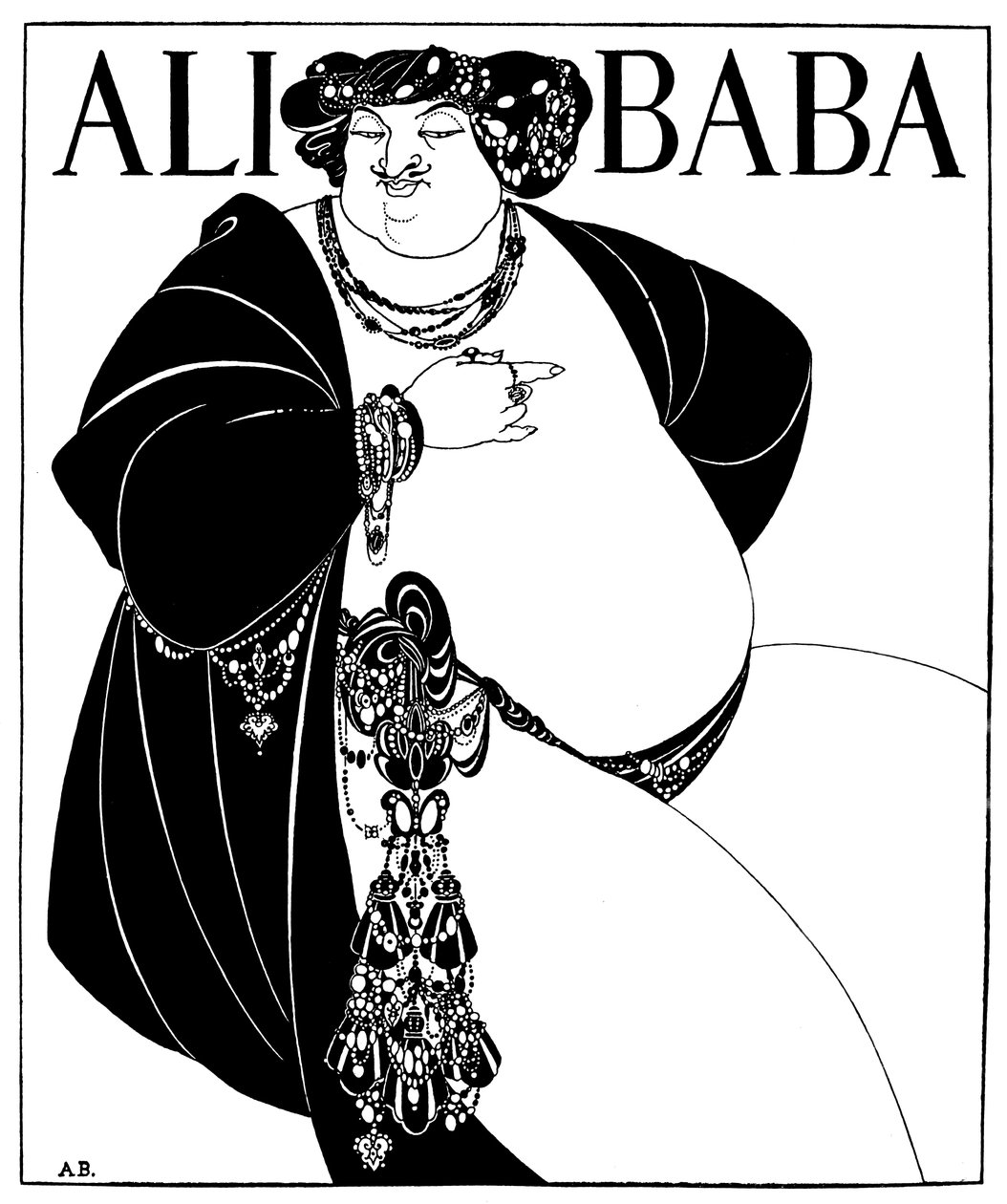 Kansisuunnittelu Ali Baballe, 1897 tekijältä Aubrey Beardsley