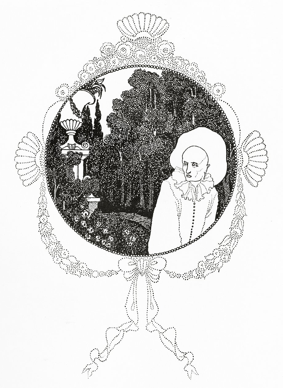 Cul-de-lampe, kuvitus Ernest Dowsonin teokseen "Minuutin Pierrot" tekijältä Aubrey Beardsley
