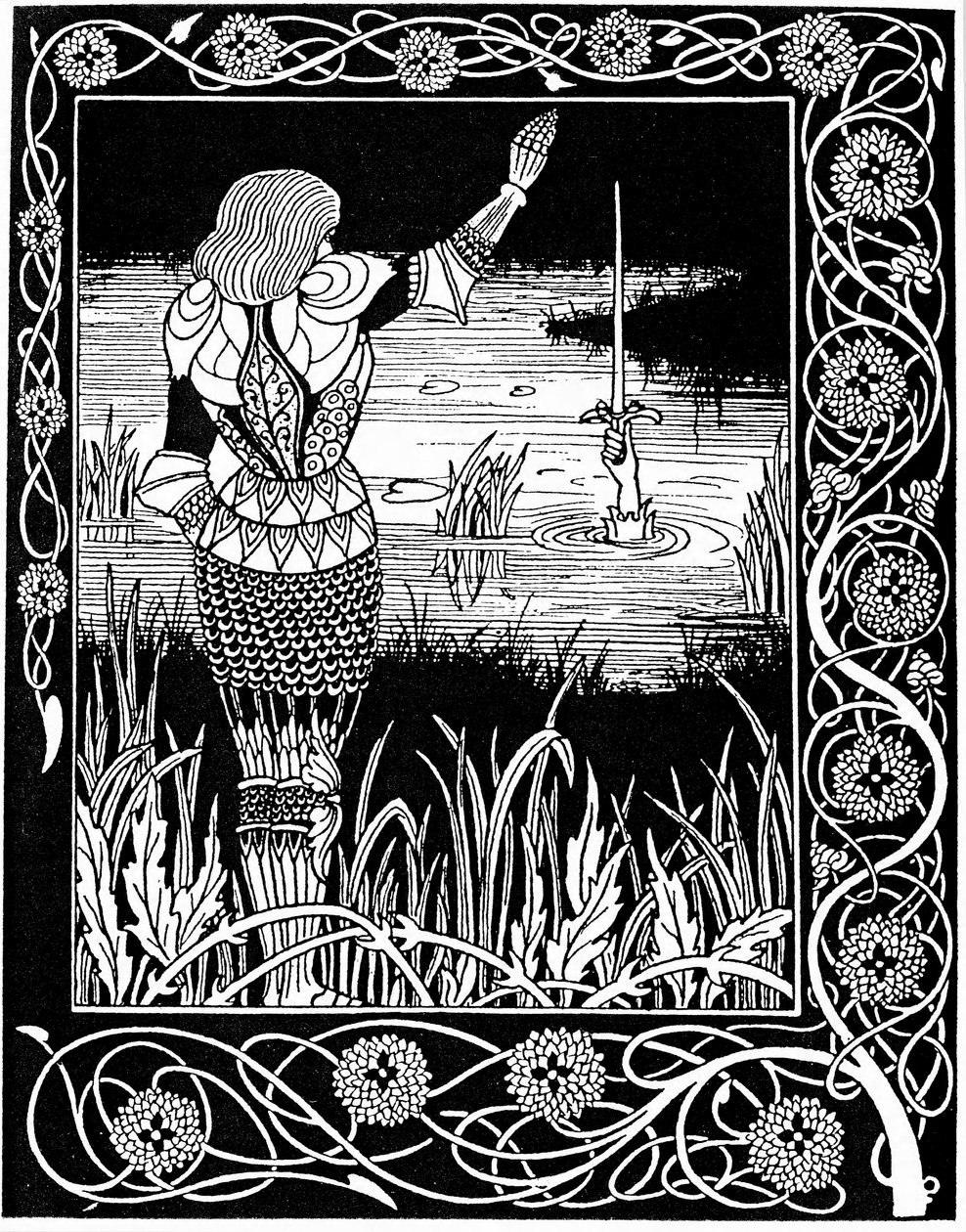 Lady of the Lake lunasti Excaliburin vuonna 1893 tekijältä Aubrey Beardsley
