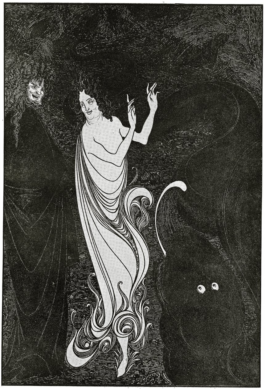 Das Rheingoldin neljäs taulukko, kuvitus teoksesta "The Savoy", 1896 tekijältä Aubrey Beardsley