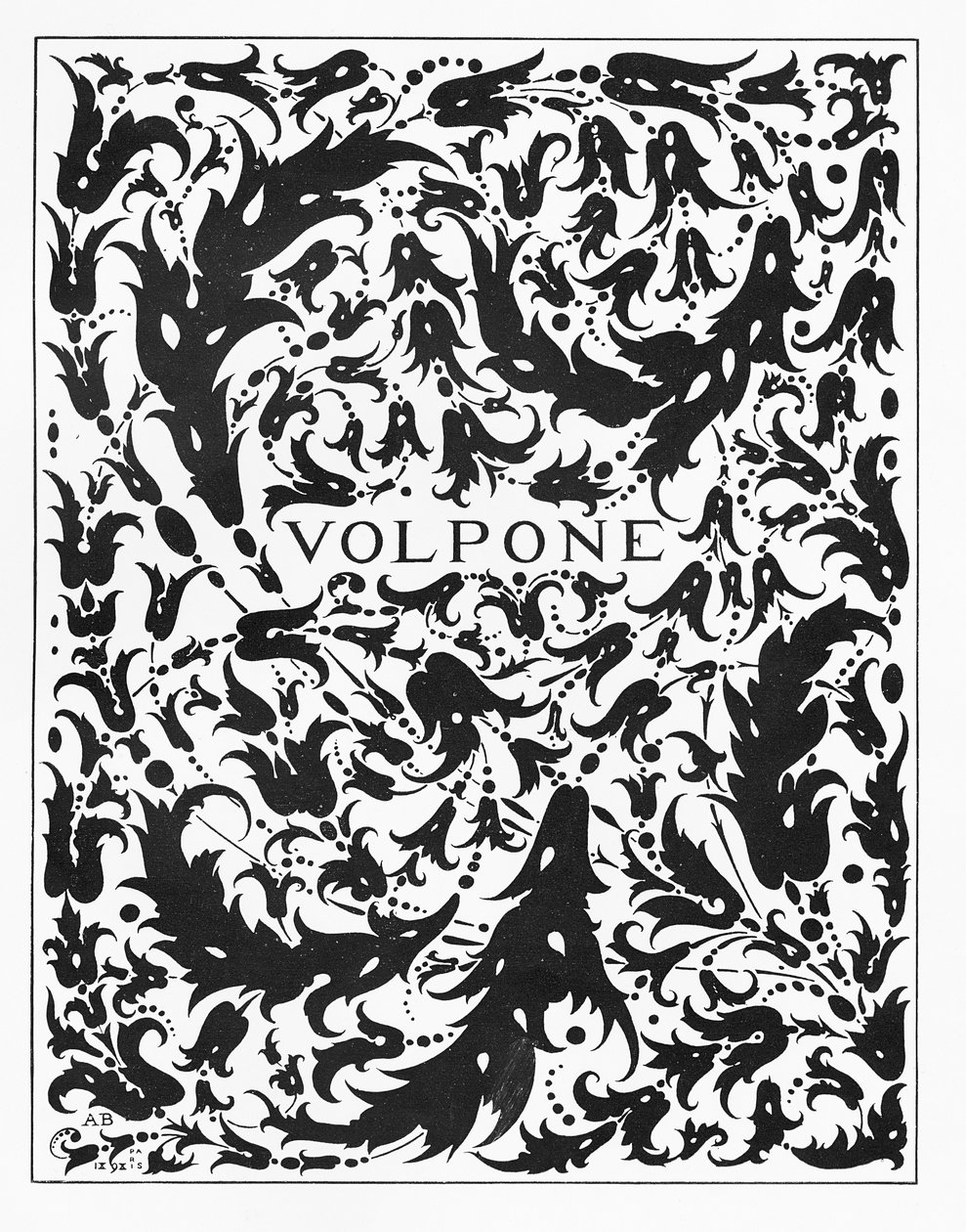 "Volponen" etukappale, 1898 tekijältä Aubrey Beardsley