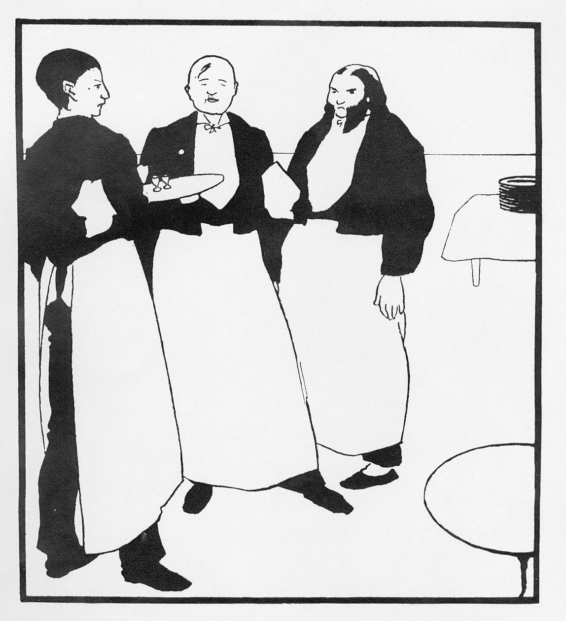 Garcons de Cafe, kuvitus muodossa "Keltainen kirja" tekijältä Aubrey Beardsley