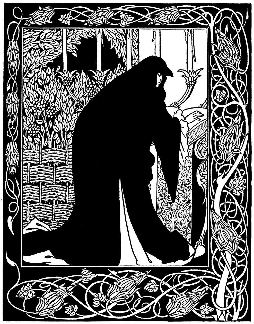 Kuinka kuningatar Guenever teki hänestä nunnan, piirros Sir Thomas Maloryn teoksesta "Le Morte d