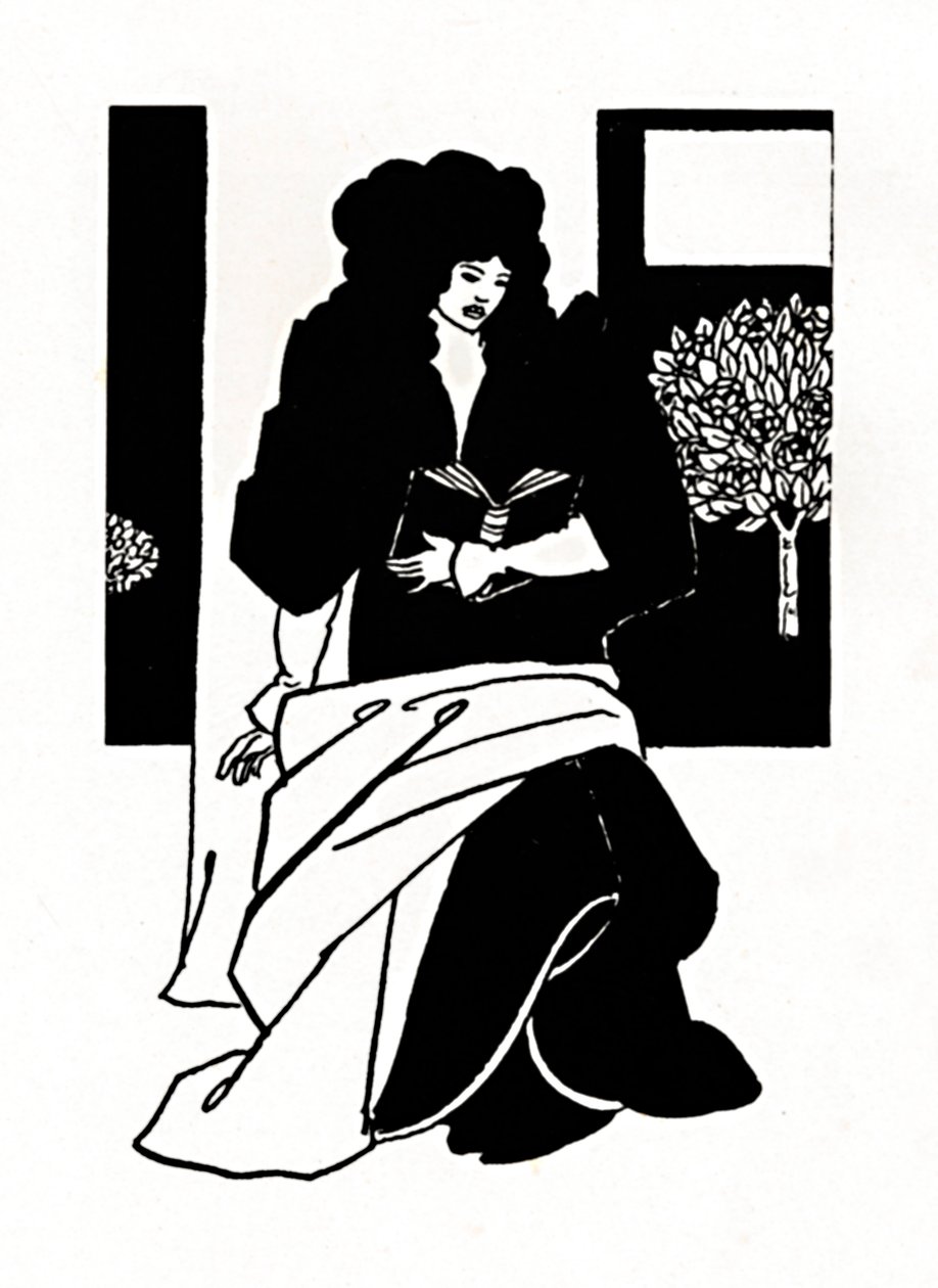 Kuvitus Morte DArthurilta, 1893-1894, 1923 tekijältä Aubrey Beardsley