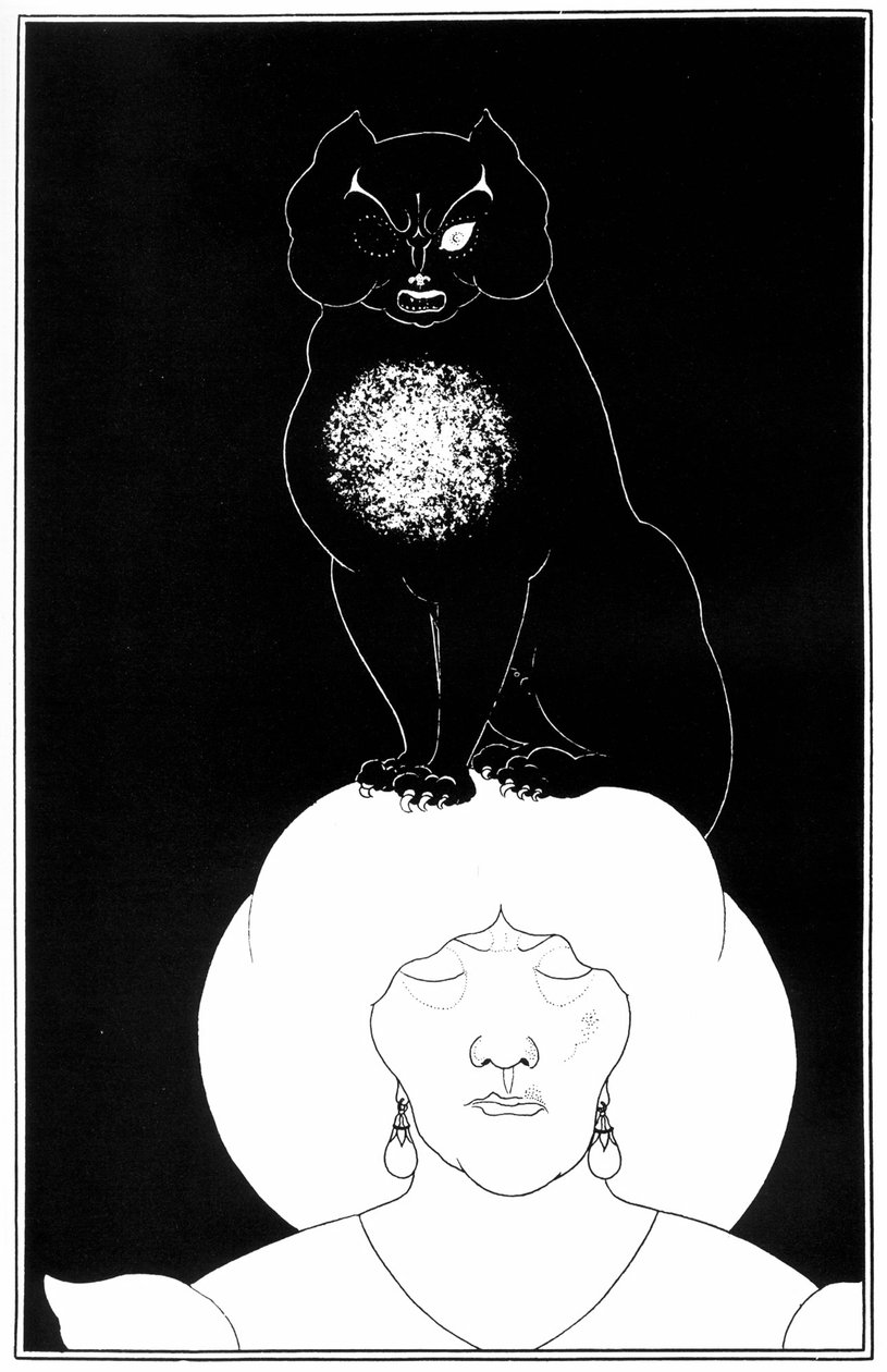 Kuvitus Edgar Allan Poen novellista The Black Cat (Musta kissa), 1895. tekijältä Aubrey Beardsley