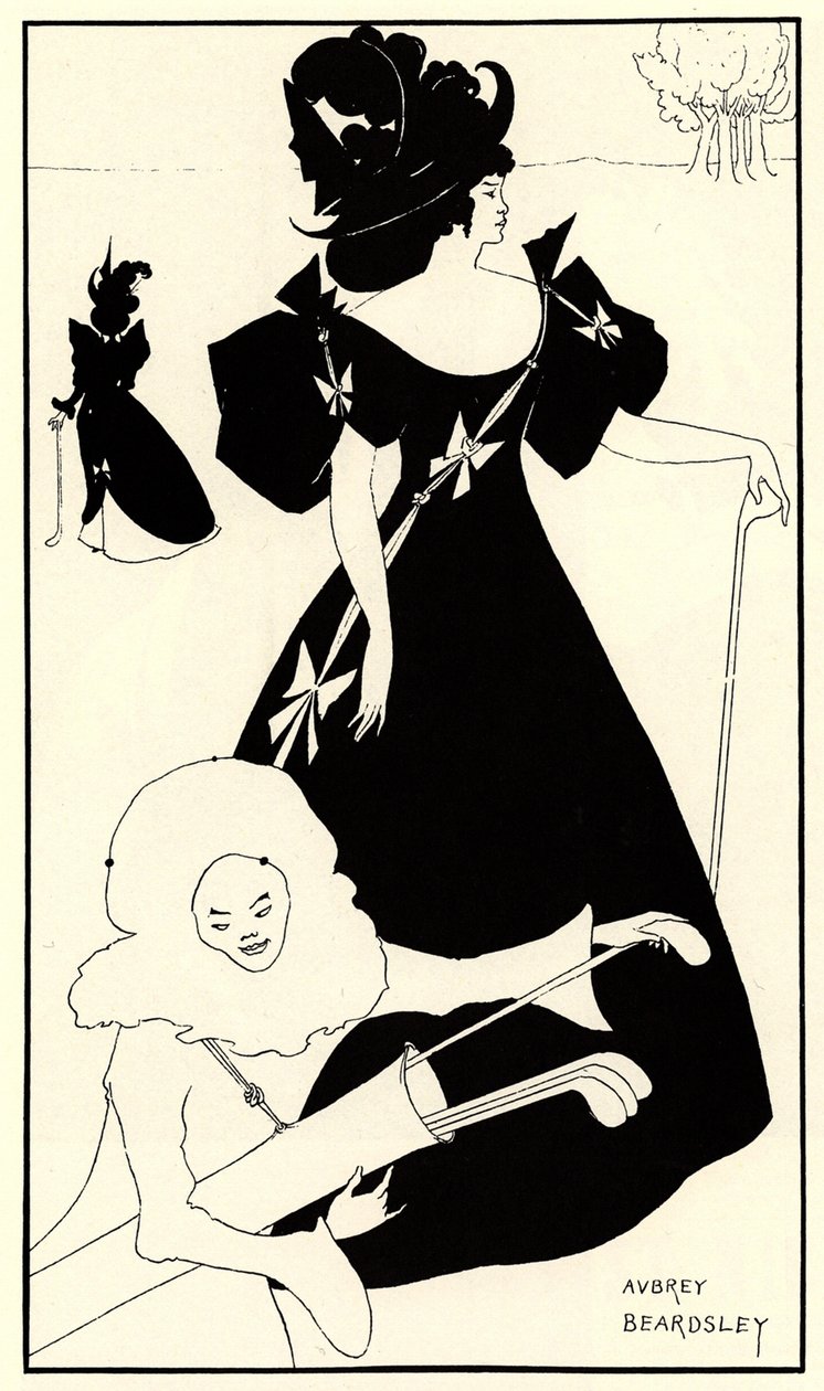 Kutsukortti golfklubin avajaisiin, 1894 tekijältä Aubrey Beardsley