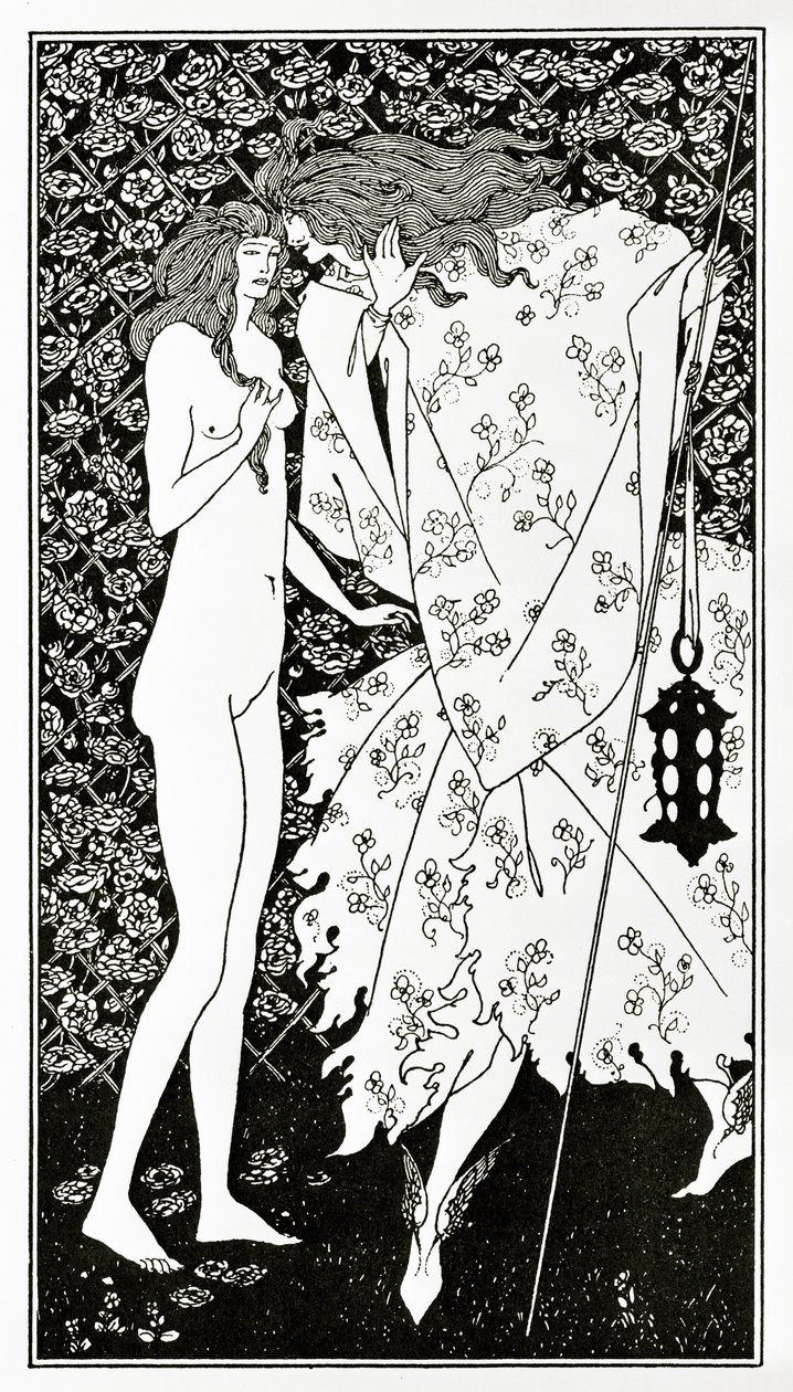 Salaperäinen ruusutarha, n. 1894 tekijältä Aubrey Beardsley