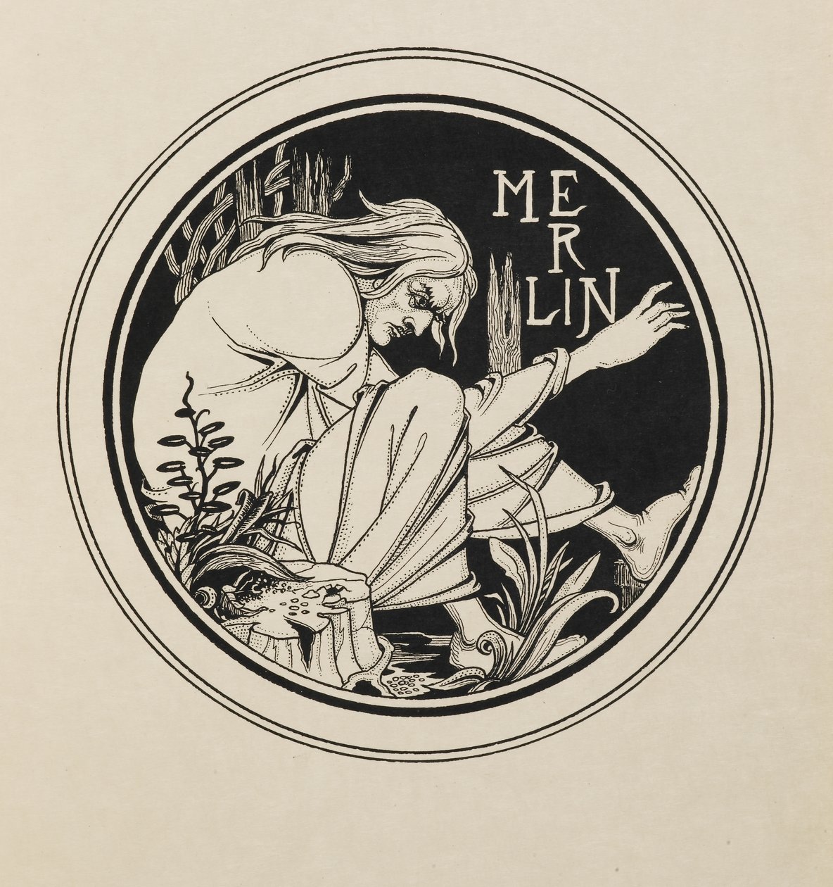 Merlin viidenkymmenen piirustuksen kirjasta tekijältä Aubrey Beardsley