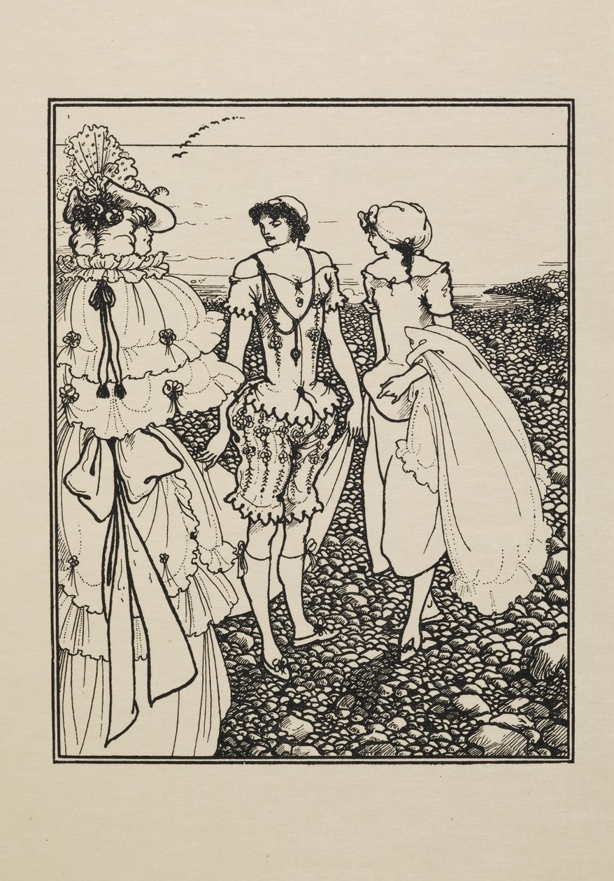 Dieppe Beachillä (Uimarit), viidenkymmenen piirroksen kirjasta tekijältä Aubrey Beardsley