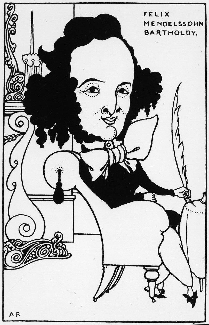 Muotokuva Félix Mendelssohnista - Bartholdy (1809-1847), piirustus A. Beardsley. tekijältä Aubrey Beardsley