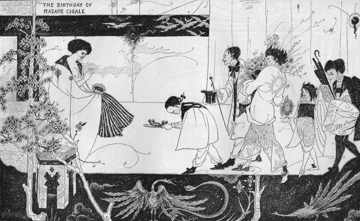 Madame Cigalen syntymäpäivä vuonna 1893 tekijältä Aubrey Beardsley