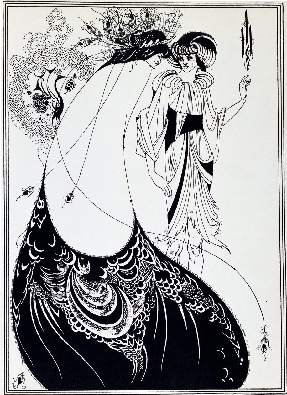 Peacock-hame. Oscar Wilden kuvitus Salomesta - Piirustus tekijältä Aubrey Beardsley