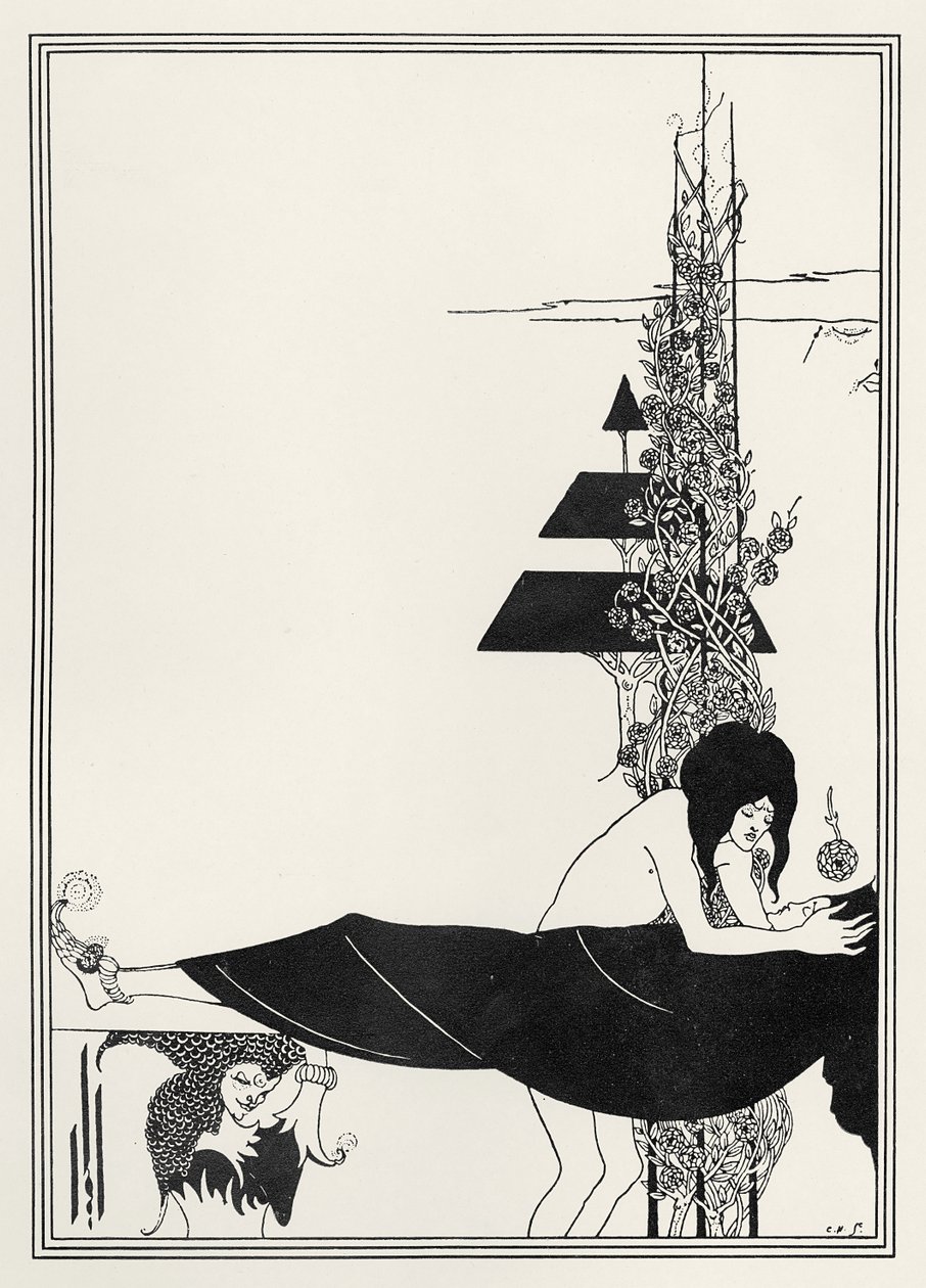 Platoninen valitus, kuvitus Oscar Wilden "Salomesta". tekijältä Aubrey Beardsley