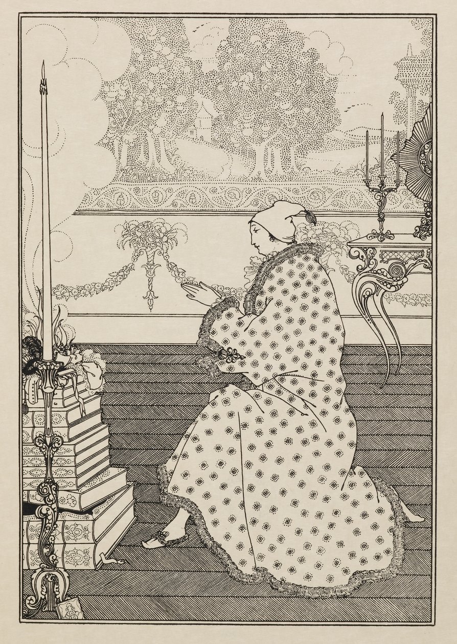 Paronin rukous. Kirjasta "The Rape of the Lukon". kirjasta viisikymmentä piirustusta tekijältä Aubrey Beardsley