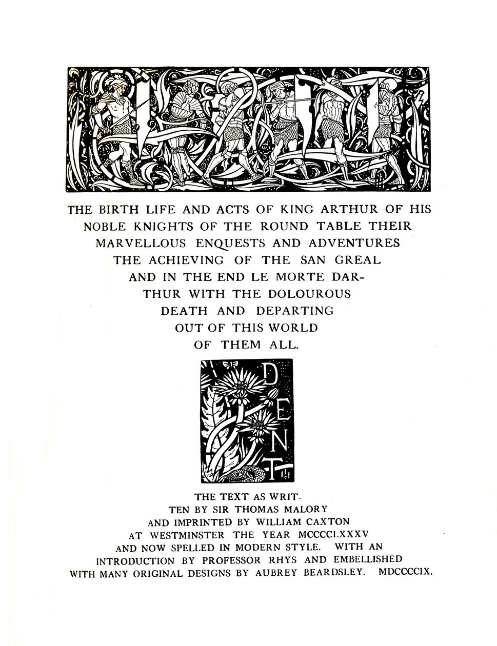 Nimisivun on suunnitellut Aubrey Beardsley herralle J. M. Dent and Sons Ltd, 1909, 1914. tekijältä Aubrey Beardsley