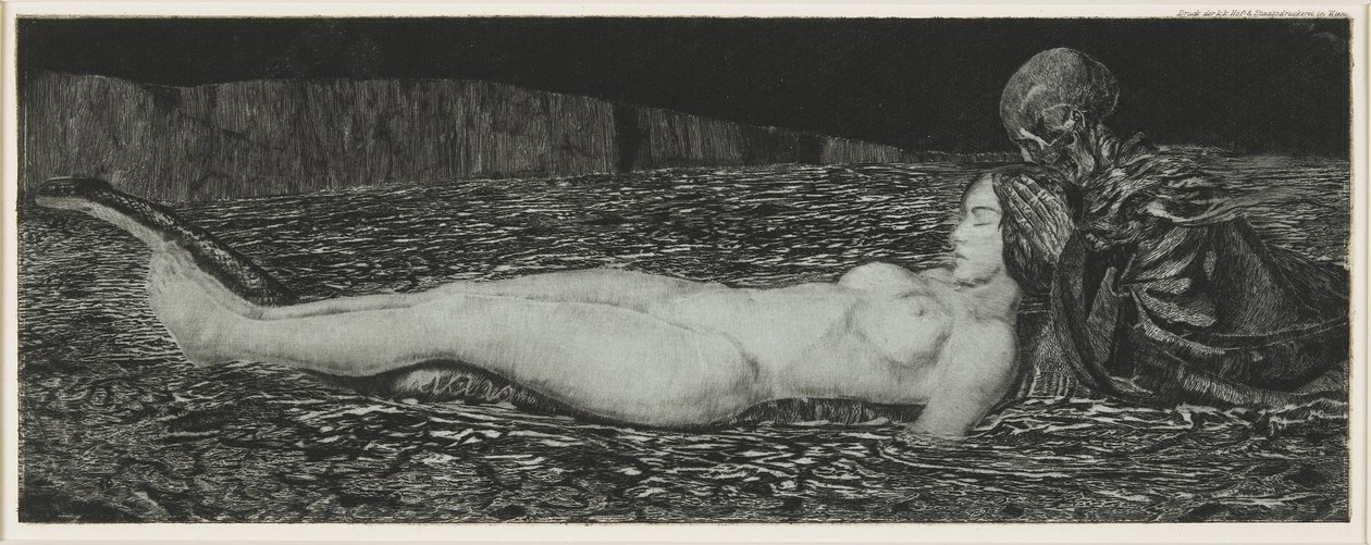 Kuollut nainen sarjasta Death and the Maiden, 1907 tekijältä August Bromse