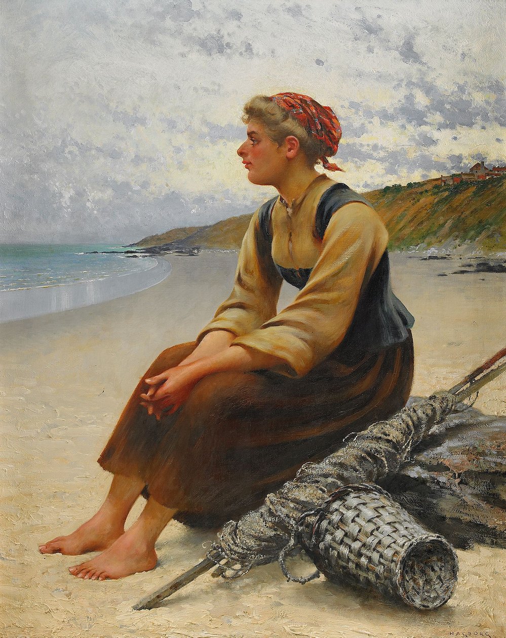 Ostronplockerska pa strandenn tekijältä August Hagborg