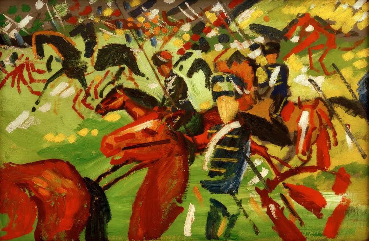 Ausreitende Husaren tekijältä August Macke