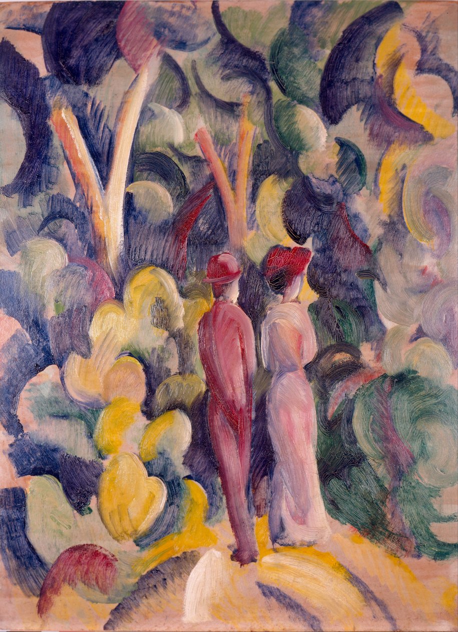 Pariskunta metsäradalla tekijältä August Macke
