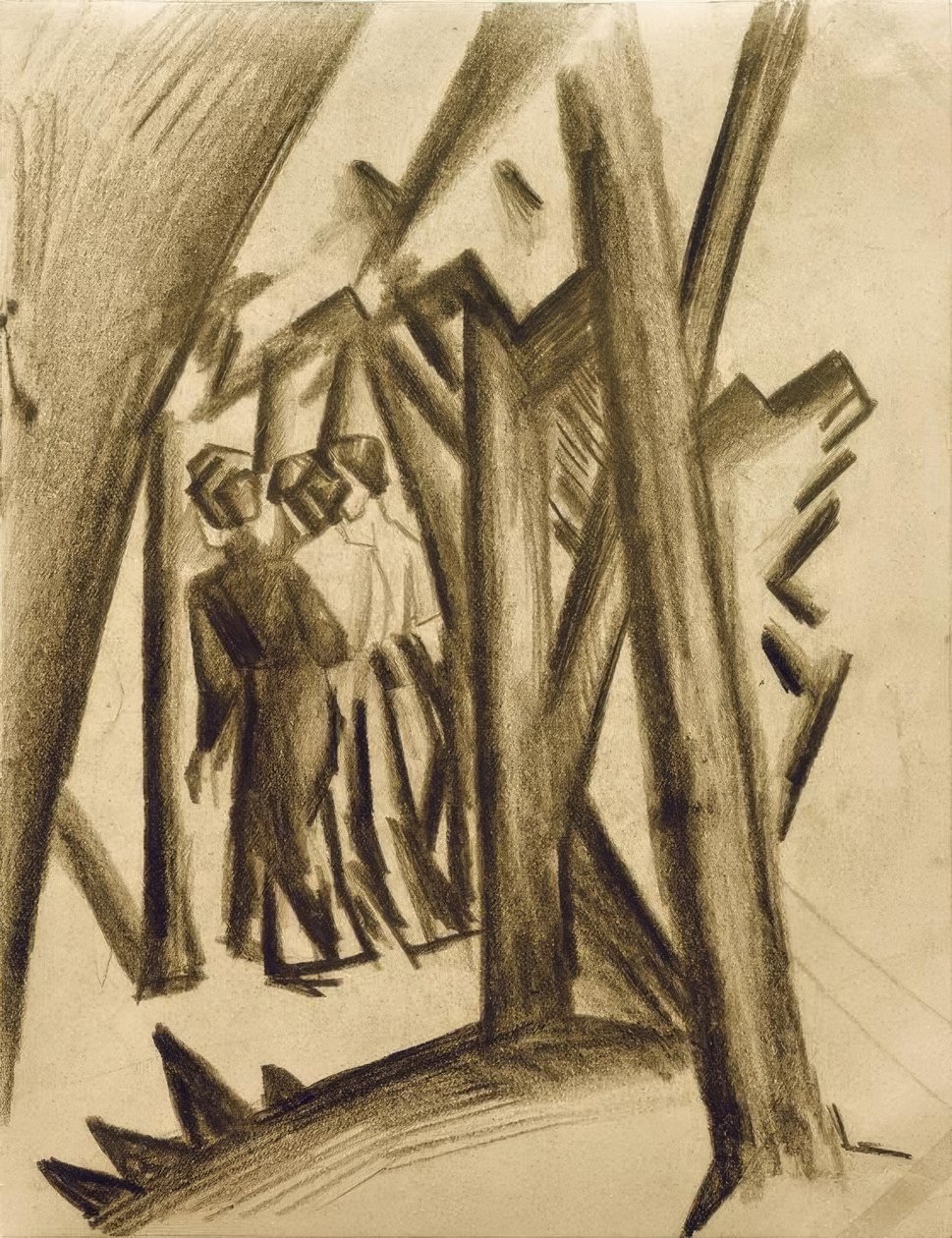 Drei Mädchen im Wald tekijältä August Macke