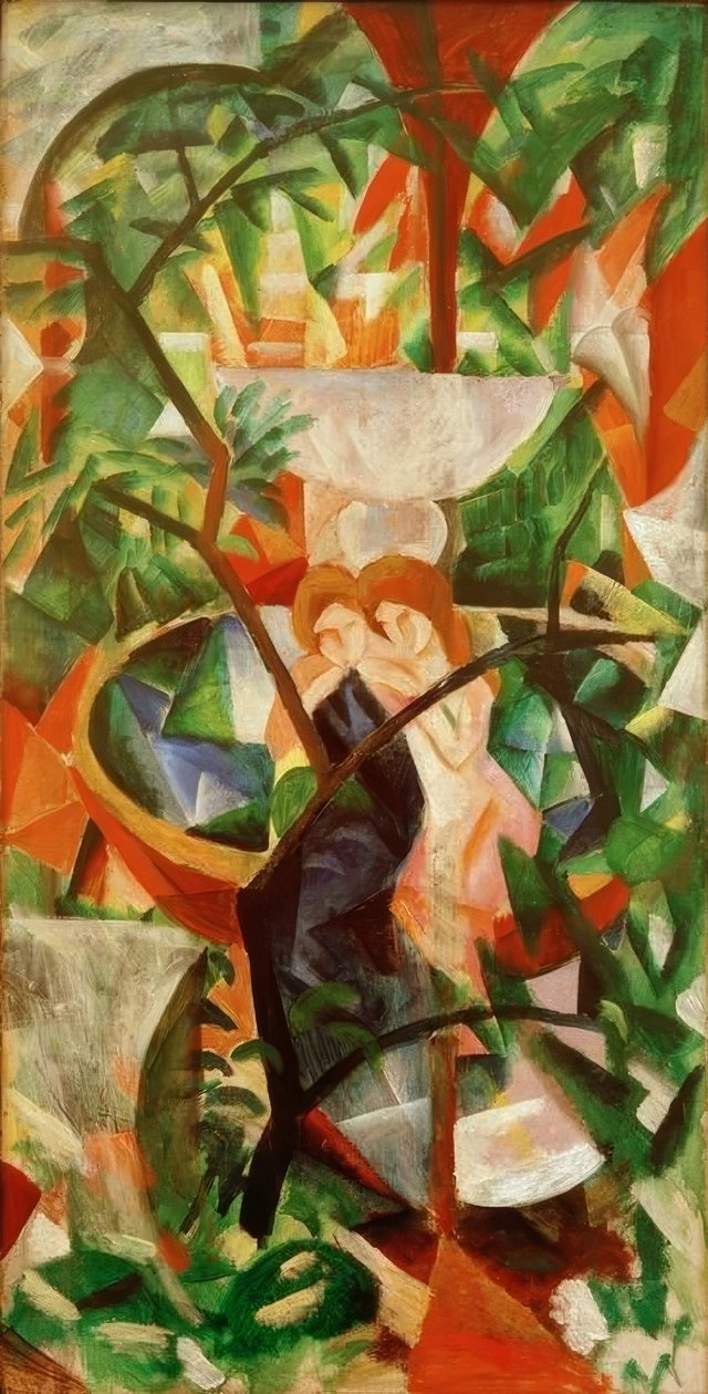 Mädchen vor dem Springbrunnen tekijältä August Macke