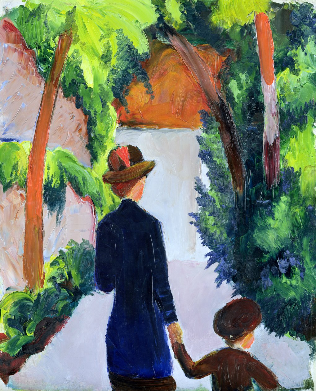 Äiti ja lapsi puistossa, 1914 tekijältä August Macke