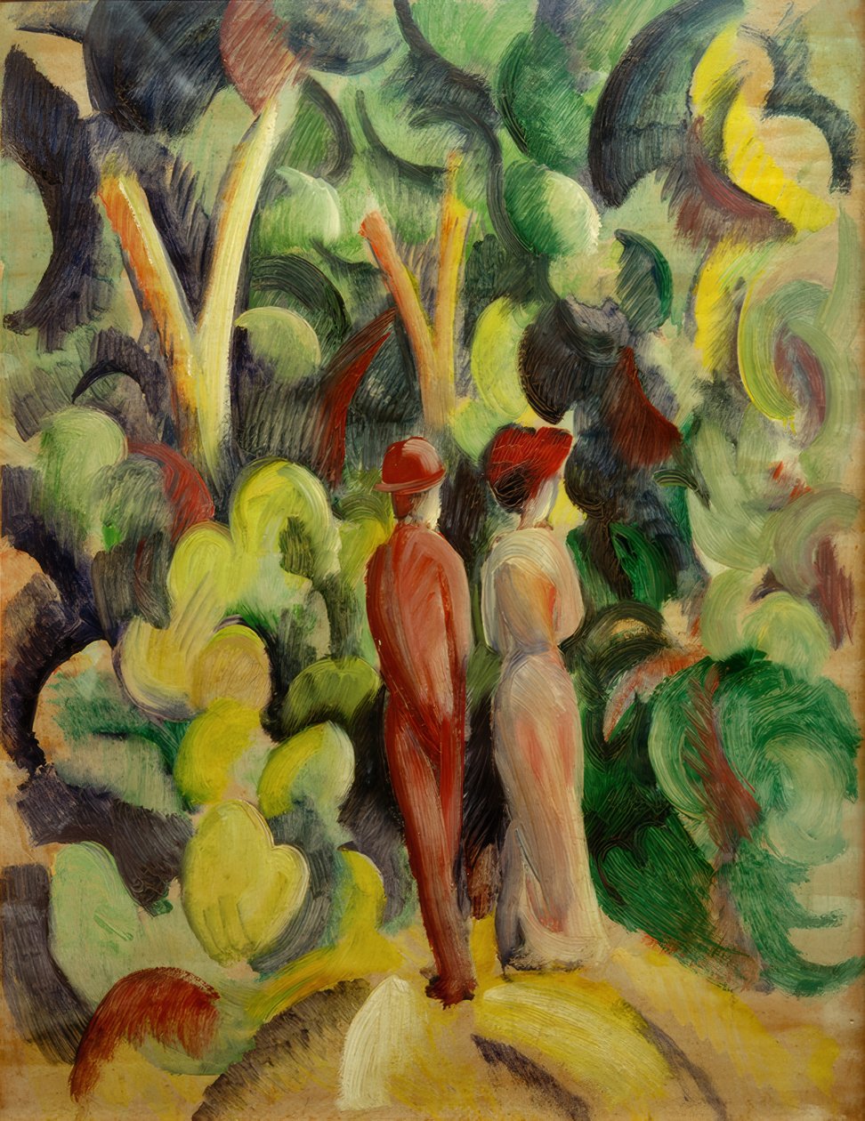 Paar auf dem Waldweg tekijältä August Macke