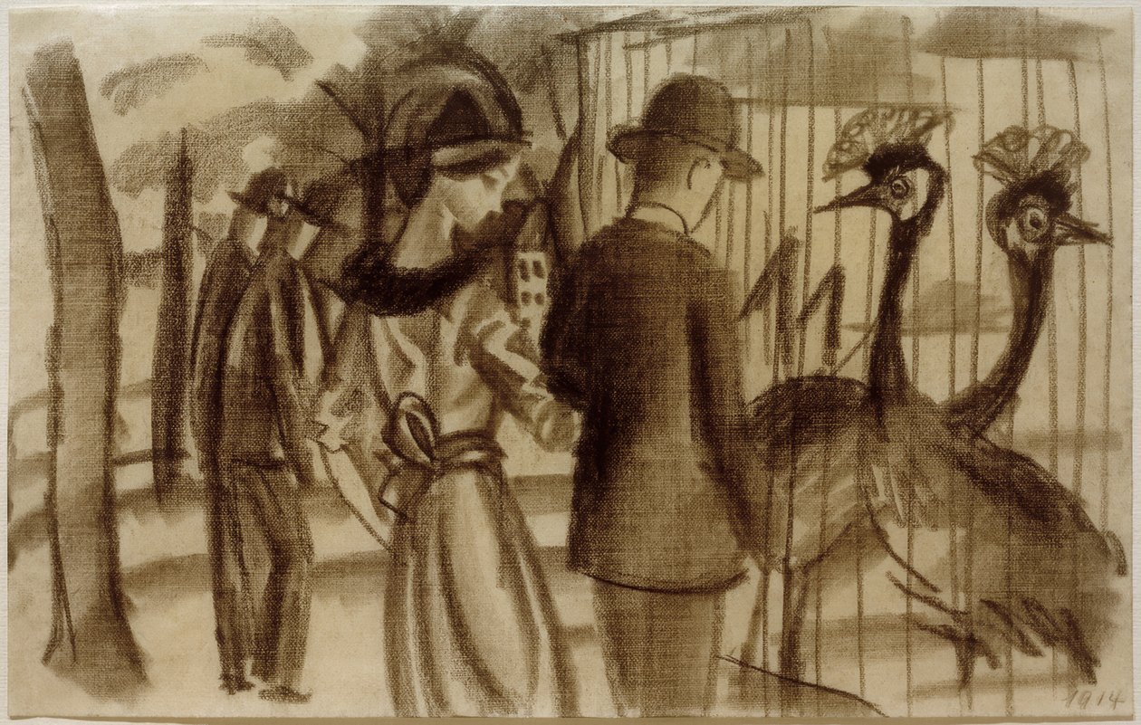Paar bei den Kronenkranichen tekijältä August Macke