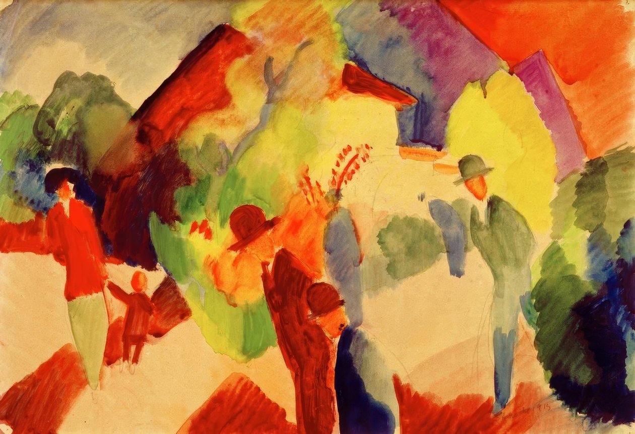 Spaziergänger im Park tekijältä August Macke