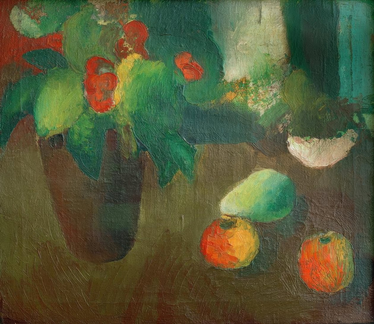 Stilleben mit Begonie, Äpfeln und Birne tekijältä August Macke