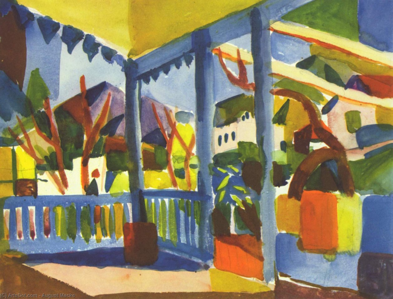Maalaistalon terassi St. Germainissa tekijältä August Macke