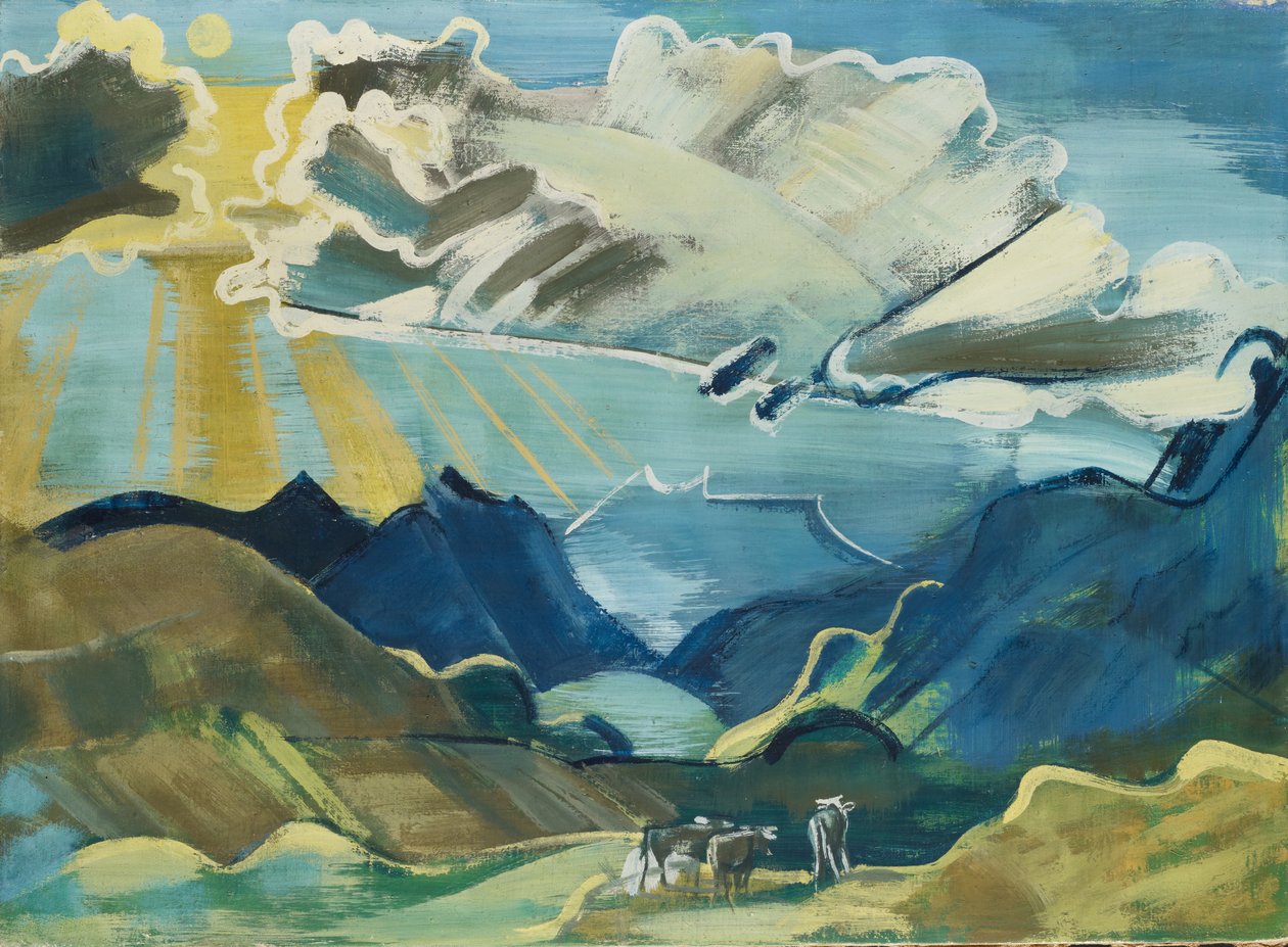 Balmalp Schächentalin ja Uri Rotstockin kanssa, 1927-28 (savimaali kankaalle) tekijältä August Babberger