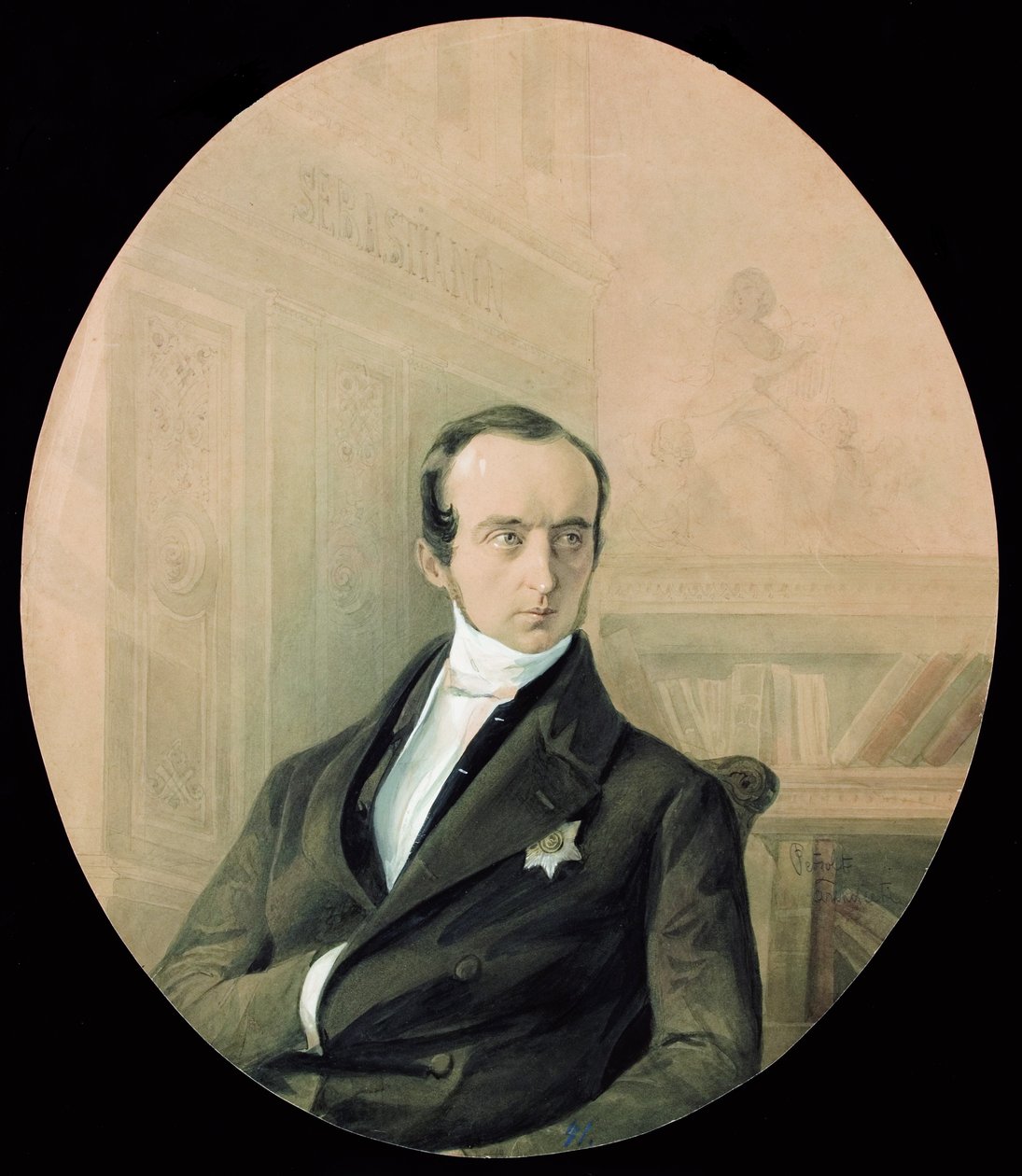 Prinssi Vladimir Fjodorovitš Odojevskin muotokuva 1803-1869, 1840-luvun loppu. tekijältä August Friedrichovich Petzold