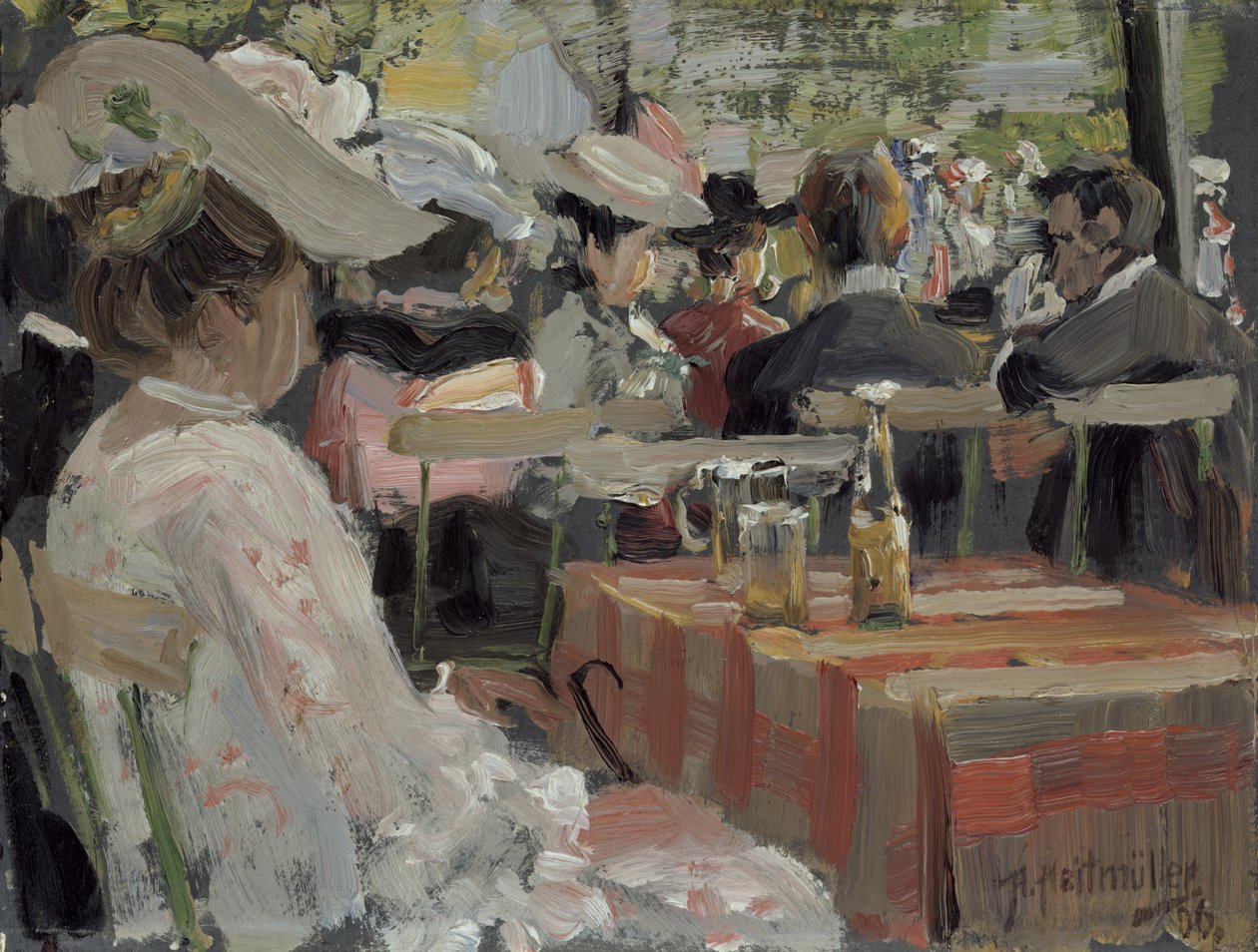 A Garden Restaurant, 1906 (öljy kortille) tekijältä August Heitmuller