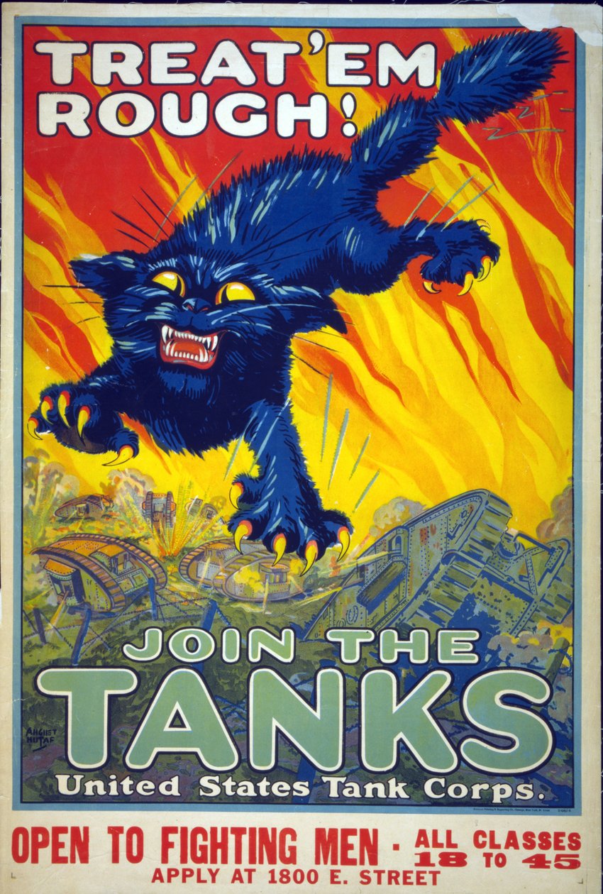 Kohtele heitä rajusti! Liity tankkeihin, 1917 tekijältä August Hutaf