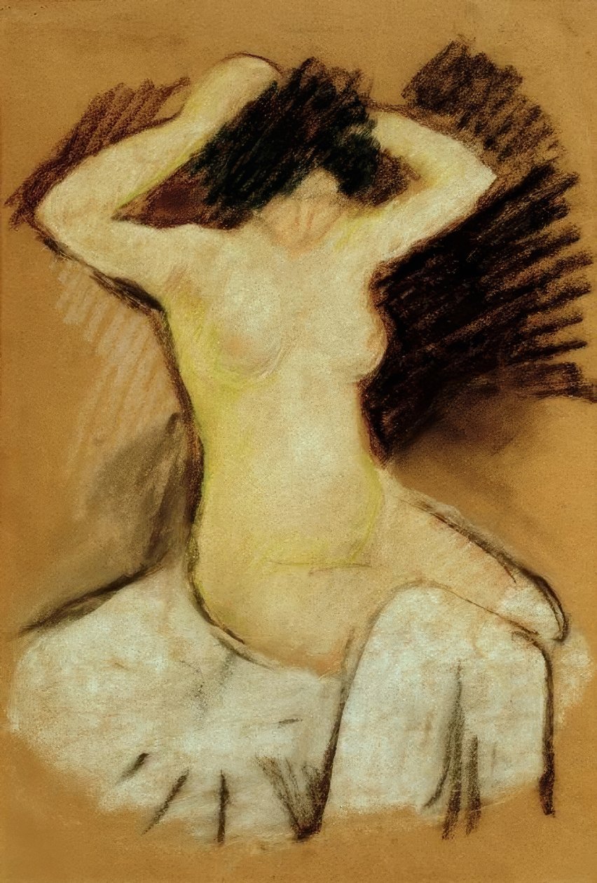 Akt auf weißem Tuch tekijältä August Macke