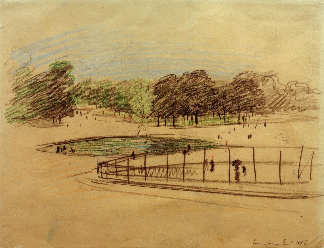 Bassin im Jardin des Tuileries tekijältä August Macke