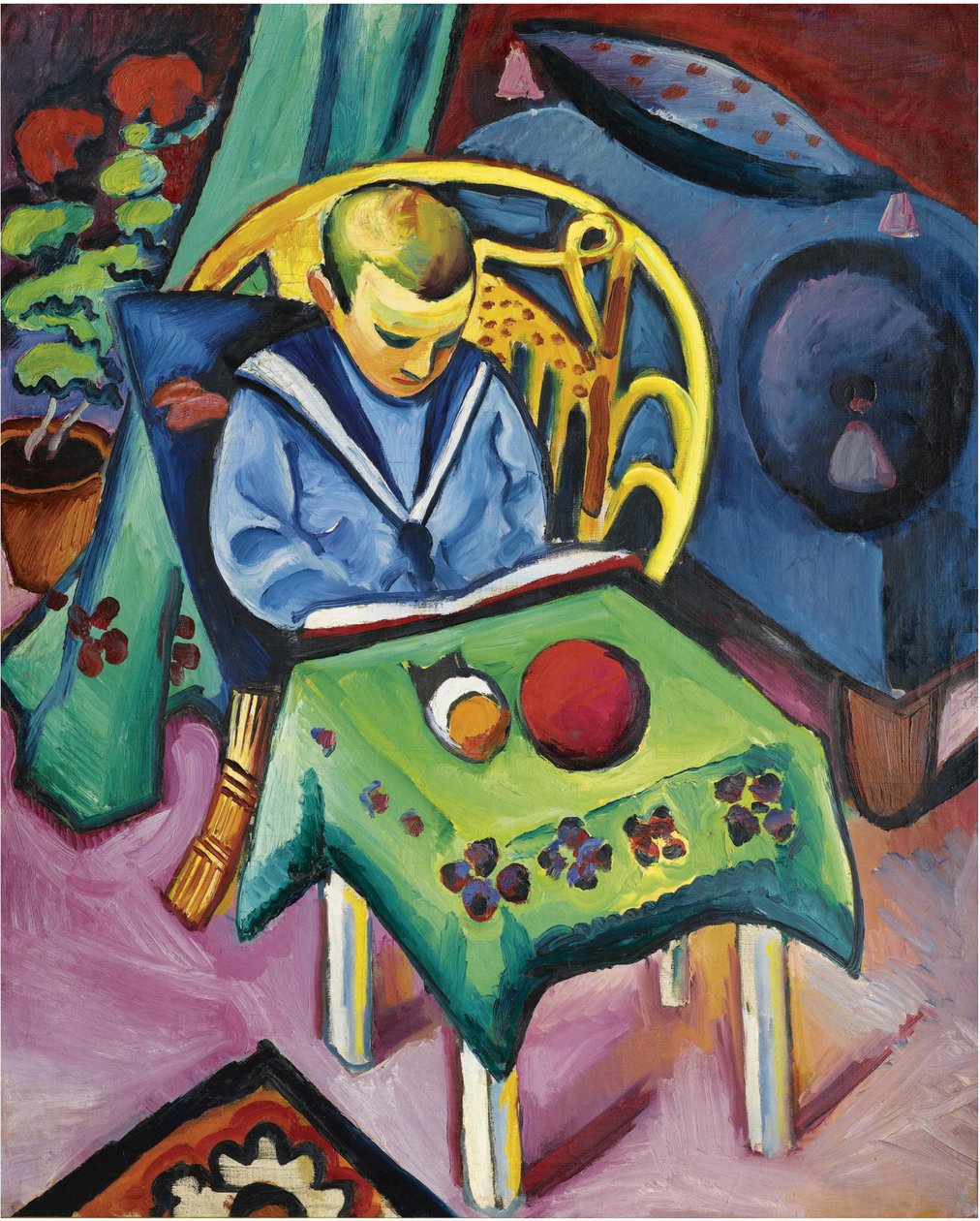 Poika kirjan ja lelujen kanssa, 1912 tekijältä August Macke