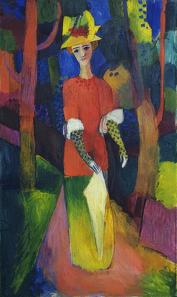 Lady puistossa. 1914 tekijältä August Macke