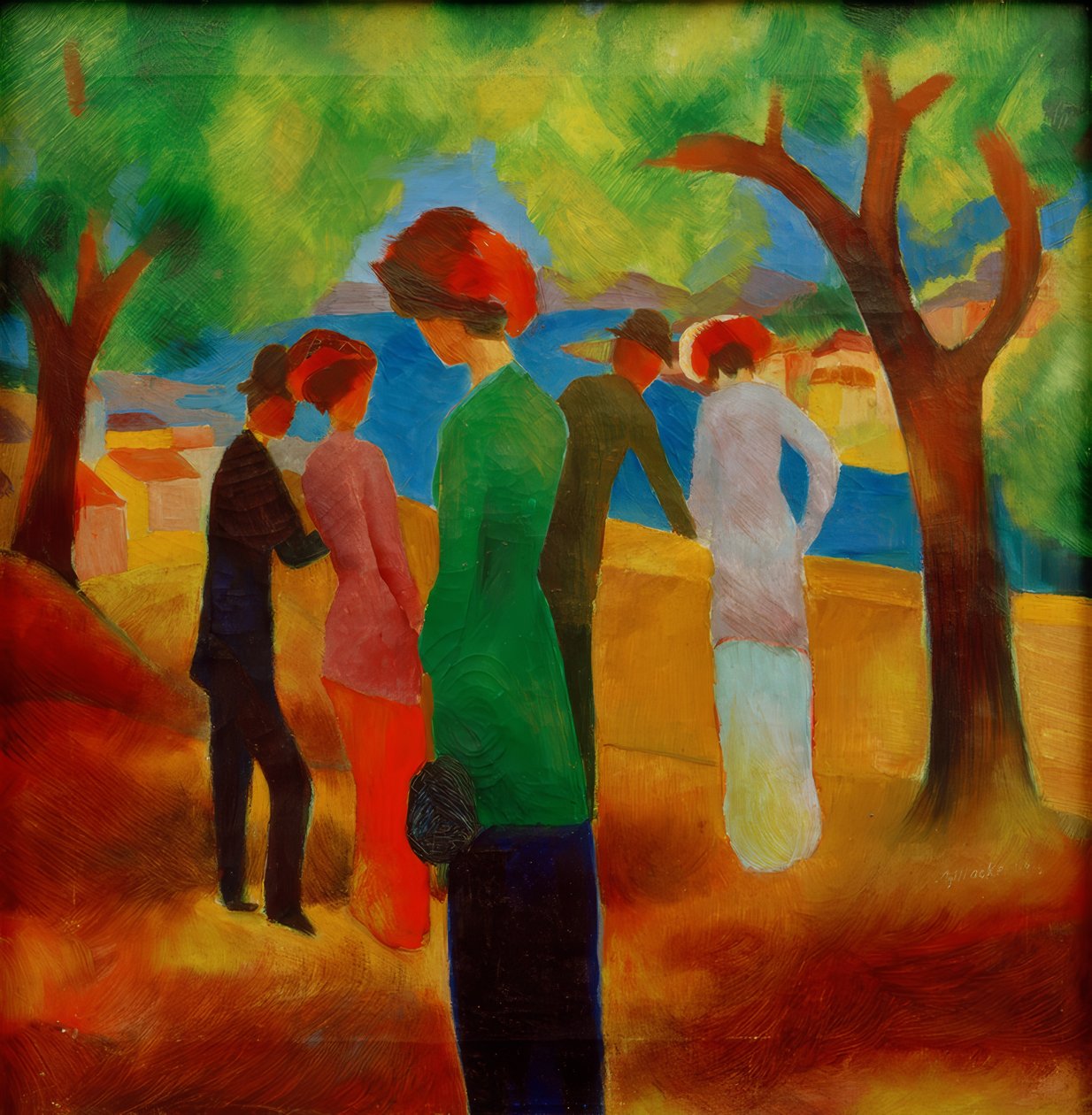 Dame grüner Jackessa tekijältä August Macke