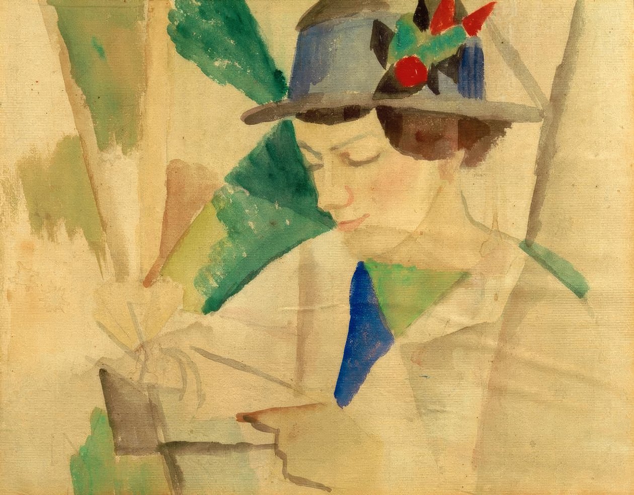 Die Frau des Malers, lesend tekijältä August Macke