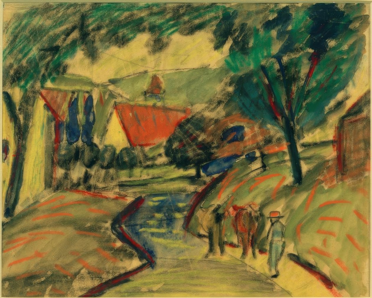 Kyläkatu Kandern II:ssa tekijältä August Macke